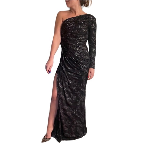 Jovani One Sleeve Gown with Slit - Picture 1 of 3